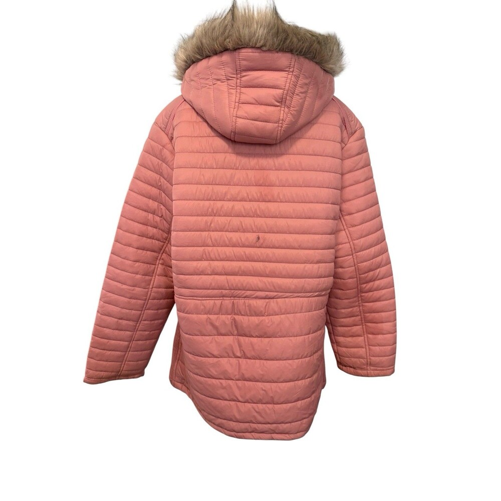 HanTon Women’s 2XL Dusty Rose Pink Quilted Puffer Parka Faux Fur Hood Coat - Picture 4 of 11